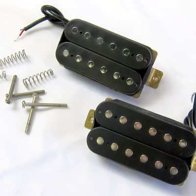 Blowout Sale Bluesman / Rocker Humbucker Matched Set Black Open Chrome Pole HI LOW Output image 2