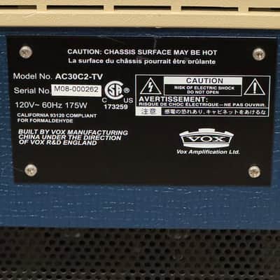 Vox AC30C2-TV-BC Limited Edition 2-Channel 30-Watt 2x12" Guitar Combo 2014 - Blue and Cream image 4