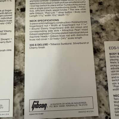 Gibson Pre Owners Manual Solid Body Series 1981 EDS-1275 L-5S Les Paul Deluxe 335-S Deluxe Custom SG Standard image 10