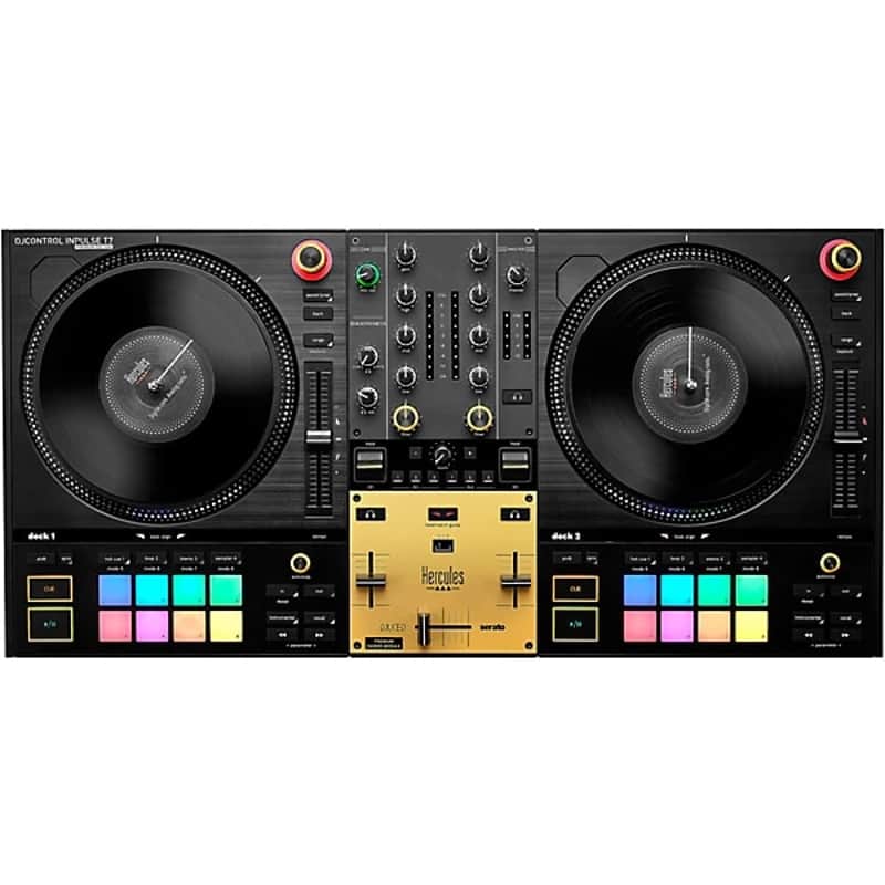 Hercules DJ DJControl Inpulse T7 Premium Edition 2-Channel Motorized DJ Controller With Premium Fader Module and Travel Bag 2024 - Gold image 1