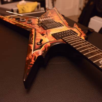 Dean Dimebag Darrell Pantera Dime Razorback Explosion Flame Graphic Signature Guitar image 10