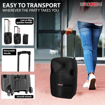 5 Core Party Speaker w Microphone 400W Big Rechargeable Bluetooth Loud PA DJ Karaoke System w Stand-ACTIVE HOME 10 2-MIC image 10