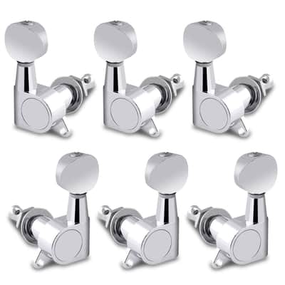 Guitar String Tuning Pegs Tuning Machines Sealed Machine Heads Grover Tuners Tuning Keys Oval Button 3 Left 3 Right for Electric Guitar or Acoustic Guitar Chrome. image 1
