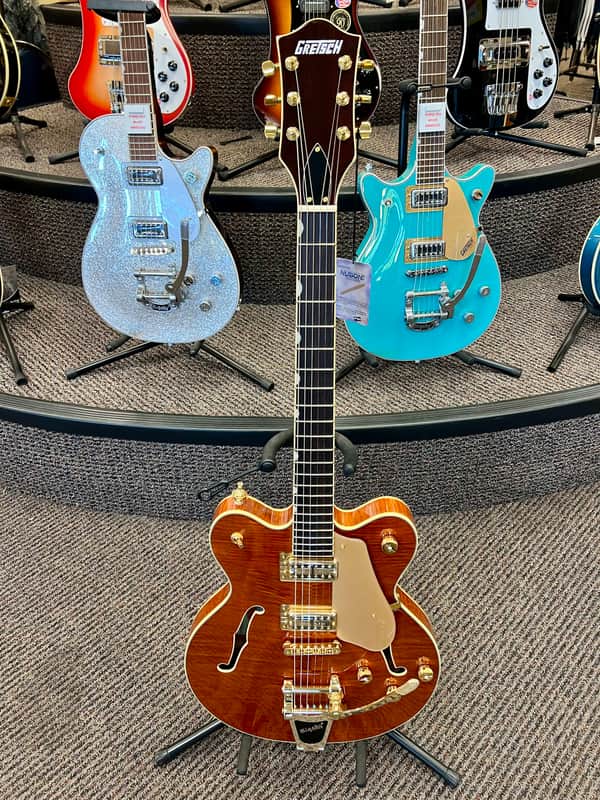 Gretsch ELECTROMATIC® LTD FLAME OKOUME BROADKASTER® DOUBLE-CUT WITH BIGSBY® 2025 - Roundup Orange image 1