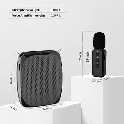 Microphone System,Portable Speaker Clip On Microphone,Mini Voice Amplifier for Speech, Meeting,Yoga image 2