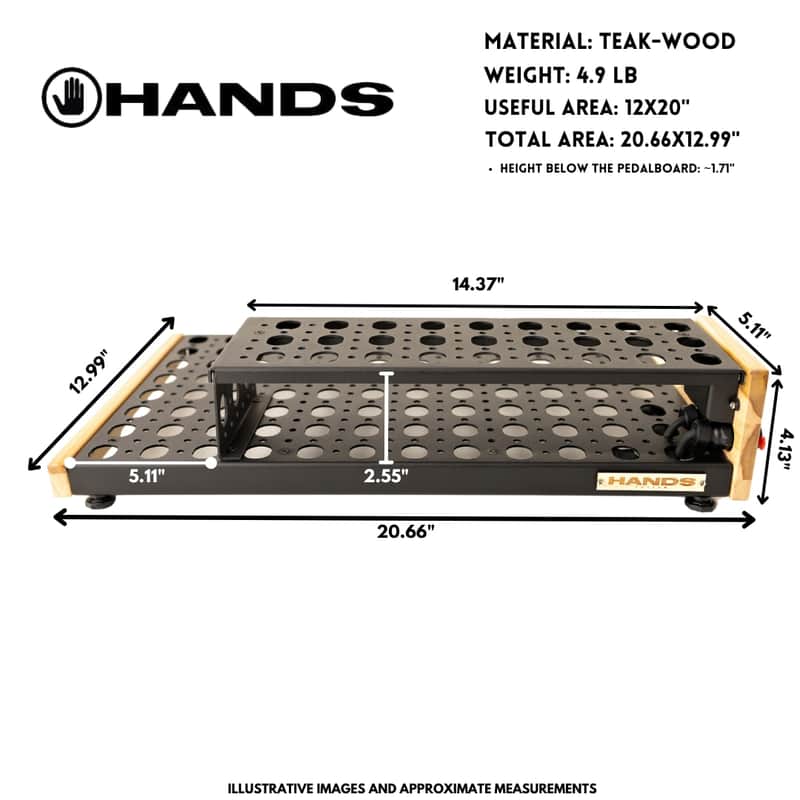 Pedalboard VTX 12x20 with Riser - Natural Teak - Hands Custom image 1