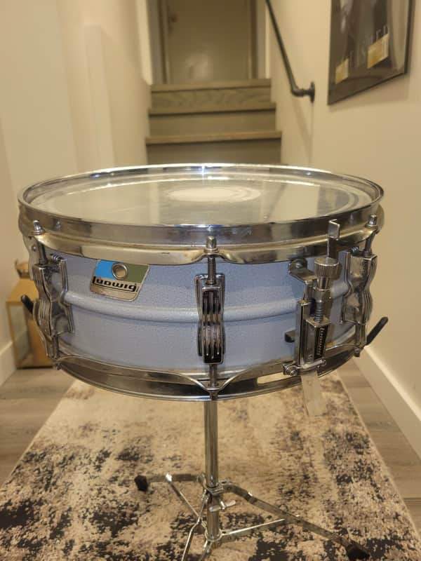 LUDWIG,1979,Grey Textured Painted,Acrolite Snare Drum - 5" X 14" image 1