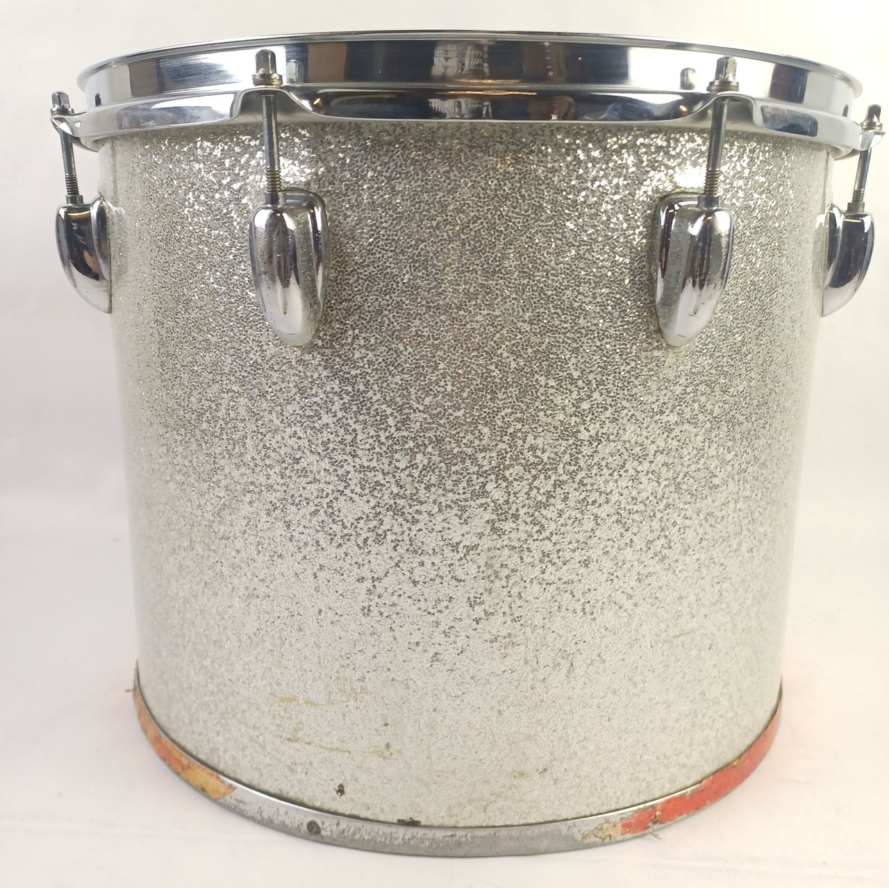 Slingerland 12x14" 3Ply Silver Sparkle Wrap Concert Tom Drum 70s Marching Quad — main photograph