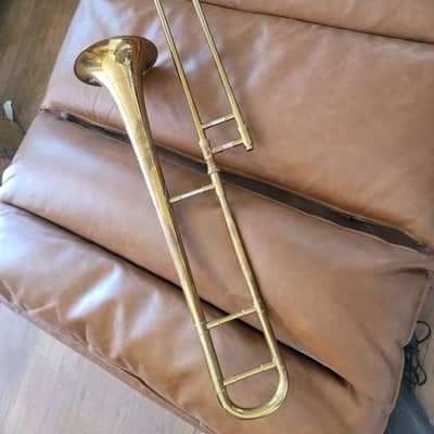 Vintage York USA Bb Tenor Trombone w/ Original Tweed Case – 7" Bell image 9