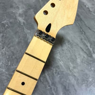 Maple 22 Fret Electric guitar Neck part 25.5" parts Locking nut Natural gloss image 1