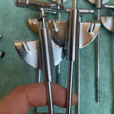 Del Rey MIJ Lot of 12 Bass Drum T tension rods + 11 claws 70s - Chrome image 4