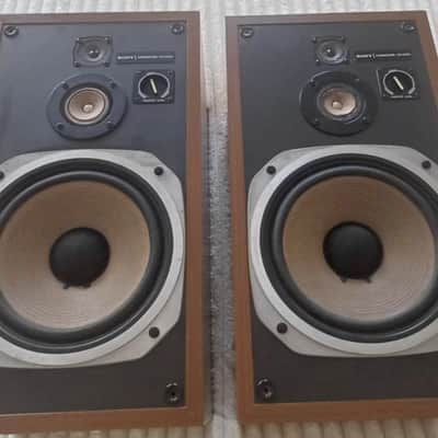 SONY Carbacon / SS-3035 Loudspeakers 1980s - Teak cabinets, with composite front face and material grilles image 2