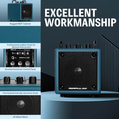 Airpulse Bluetooth Speaker, Compact Speaker with Aux Line Input for Home Office Party - Blue image 5