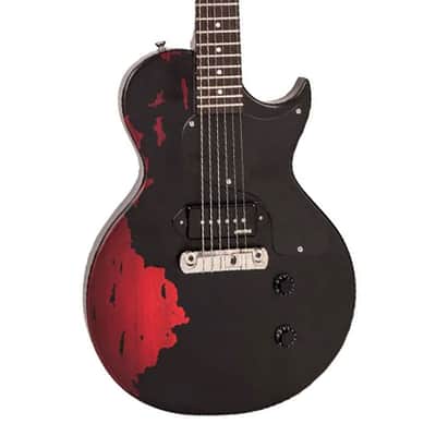 Vintage Icon Series V12 Distressed Single P90 - Black over Cherry Red - Open Box image 1