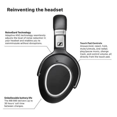 Sennheiser - MB 660 UC MS - Wireless Bluetooth Mobile Business Headset - Black image 5