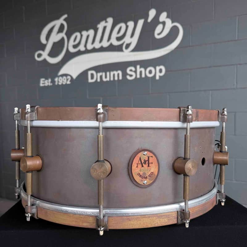 A&F Drum Co. Raw Copper 5.75x14 Snare Drum (Store Demo) image 1
