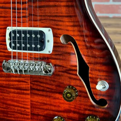 PRS SE Hollowbody I Piezo Double Cut Electric Guitar - Orange Tiger Smokeburst image 3