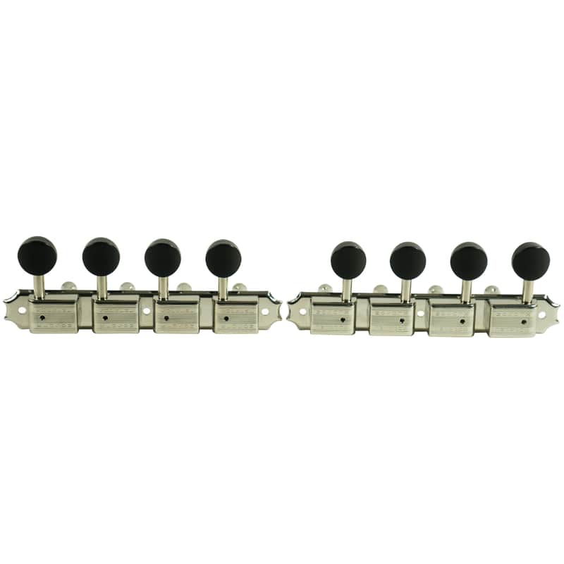 Kluson 4 On A Plate Supreme Series A Style Mandolin Tuning Machines Nickel With Black Buttons image 1