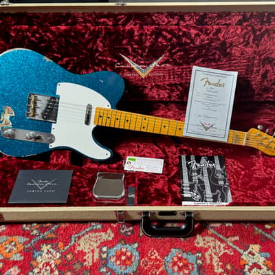Fender Custom Shop Double Esquire Relic LTD 2015 Aged Sparkle Blue image 2