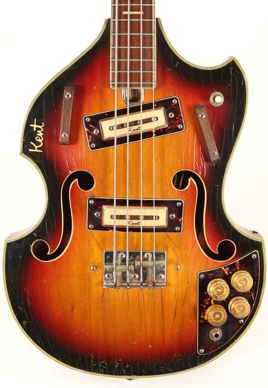 Kent 833 Hollowbody Sunburst 4-String Electric Bass Guitar | Reverb