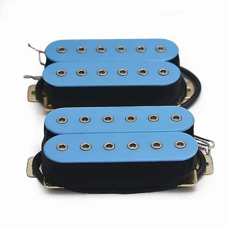 Blue Hex Pole Guitar Neck and Bridge Humbucker Pickups, Ceramic Magnets image 1