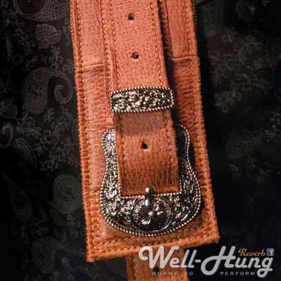 Well-Hung "Bunkhouse" - 3" wide padded guitar strap in saddle tan fabric image 6