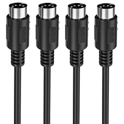 MIDI Cable, 2-Pack 3-Feet Male to Male 5-Pin MIDI Cable Compatible with MIDI Keyboard, Keyboard Synth, Rack Synth, Sampler, External Sound Card, Sound Source and Other Music Gear image 1
