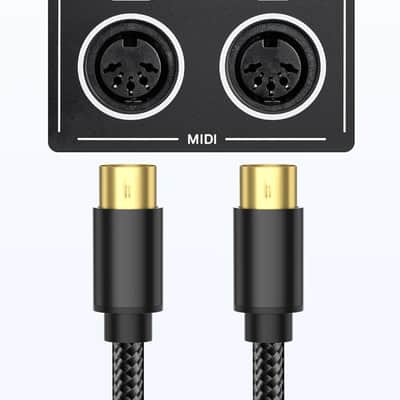 MIDI Cable 8FEET/2.4M, Male to Male 5-Pin MIDI Cable Compatible with MIDI Keyboard, Keyboard Synth, Rack Synth, Sampler, External Sound Card, Sound Source and More-Black image 2