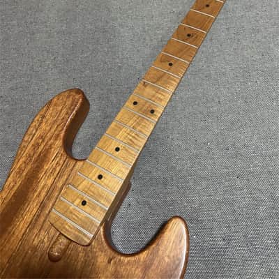 Unfinished Mahogany Electric Guitar Bass Body with Roasted Maple Neck DIY Kit image 2