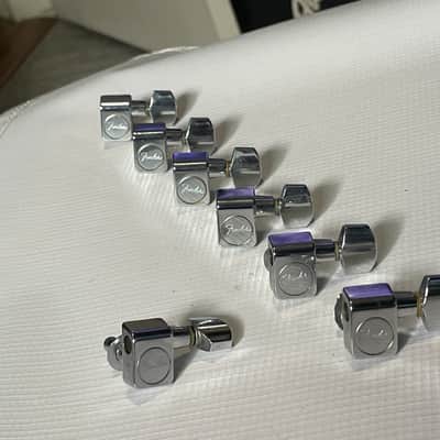 1990's Fender Logo Schaller Stratocaster Guitar Chrome Tuners Tuning Pegs 6 In Line image 1