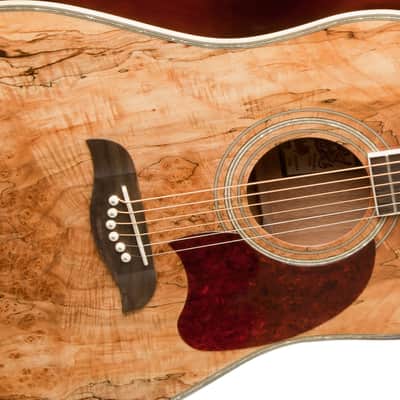 Oscar Schmidt OG2CESM Spalted Maple Acoustic Electric Guitar with Strap and Picks image 5