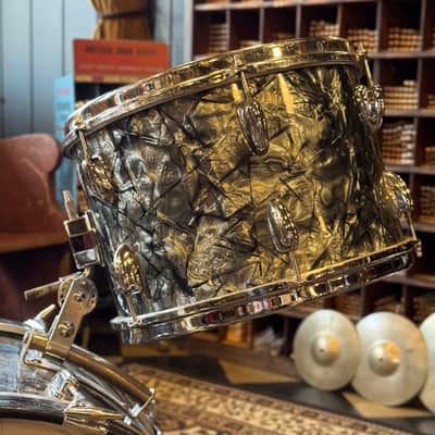 VINTAGE 1960's-70's Slingerland Mixed Era Drum Set in Black Diamond Pearl - 14x20, 9x13, 16x16 image 9