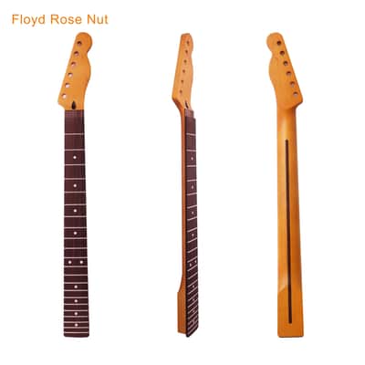 Brio Floyd Rose Nut Locking Nut T-Style Guitar Neck Rosewood 12" Radius 10 mm Holes 22 Frets Satin Finish image 3