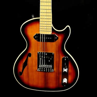 BootLegger Guitar Single Barrel Brown Red Black Burst Custom Case & Flask P90 & Single Coil image 9