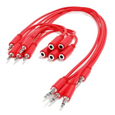 ExcelValley [Red | 45 cm - 17.72"] 5-Pack - Hopscotch Mono Splitter Y Patch Cables TS 3.5mm 1/8" Eurorack Synth image 1