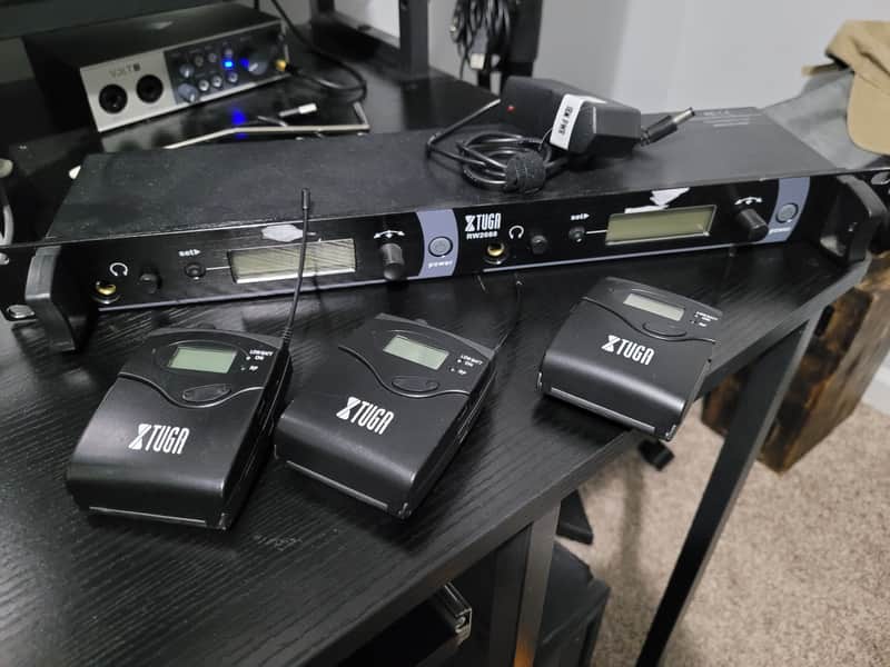 XTuga RW2080 UHF Wireless in Ear Monitor System 3 Bodypacks, Dual Channel Wireless IEM System image 1