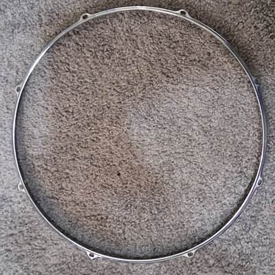 Vintage 1960-64 Ludwig 16" 8-Lug Chrome Over Brass (COB) Tom Hoops - Matching Pair - DEAD FLAT image 4