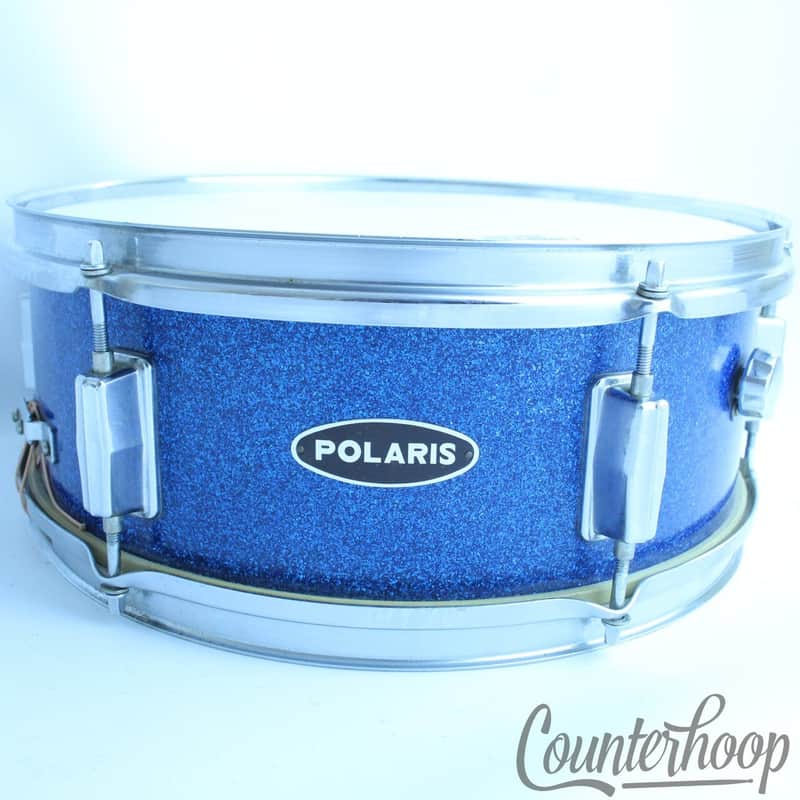 Pearl Polaris 14x5.5"Snare Drum 6Ply No Rings Japan Blue Sparkle Vintage70s 6Lug image 1
