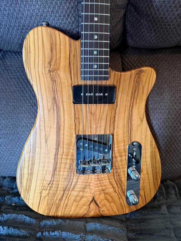 Custom Full access Telecaster style Flamed Olive Wood top, Custom wound pickups -Wenge neck image 1