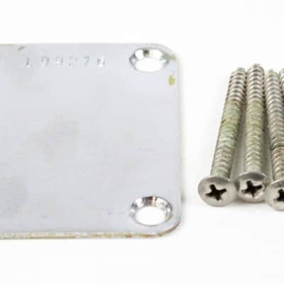 1965 Vintage Fender Precision Bass/Jazz/Telecaster Bass NECKPLATE w/Original Screws L-Series 4-Bolt USA 1960s 1970s Pre-CBS image 2