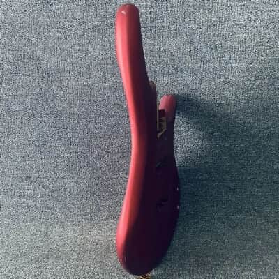Solid Basswood 4 String Bass Body in Red image 10