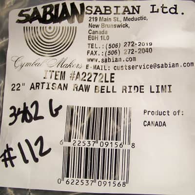 Sabian Artisan 22" LTD Ride Cymbal/40th Anniversary/Model # A2272LE/3402 Grams image 9