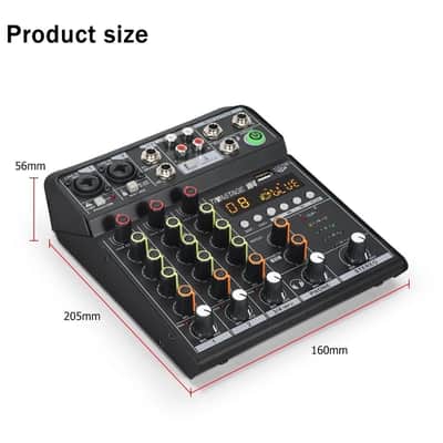 Audio Mixer Audio console Mini4 Portable 4-Channel DJ Mixer Console, Sound Mixing Board with USB BT image 7