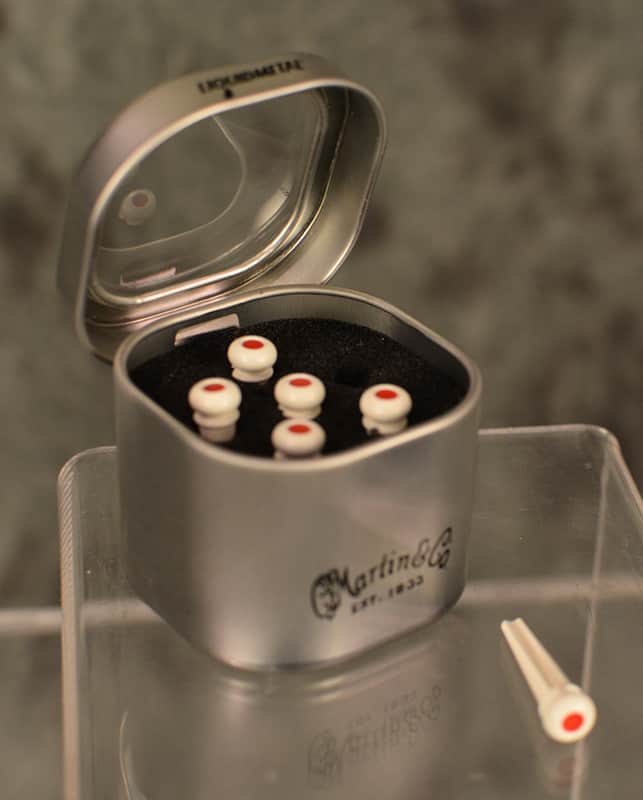 Martin LUXE Liquidmetal Bridge Pin Set  Red Dot Bone Color 18APP0004 W FAST n FREE Shipping Included image 1