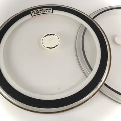 Aquarian Super Kick II Bass Drum Batter Head 22” + Evans 22” EMAD Kick Pads Falam Slam image 3