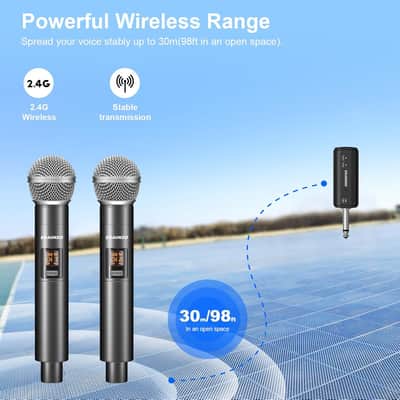Wireless Microphone Only For Mic Input, Uhf Metal Dynamic Handheld Multipurpose Mic With Rechargeable Receiver (Work 4Hs), 160Ft Range, For Karaoke Machine, Amplifier Speaker, Mixer, Church image 3