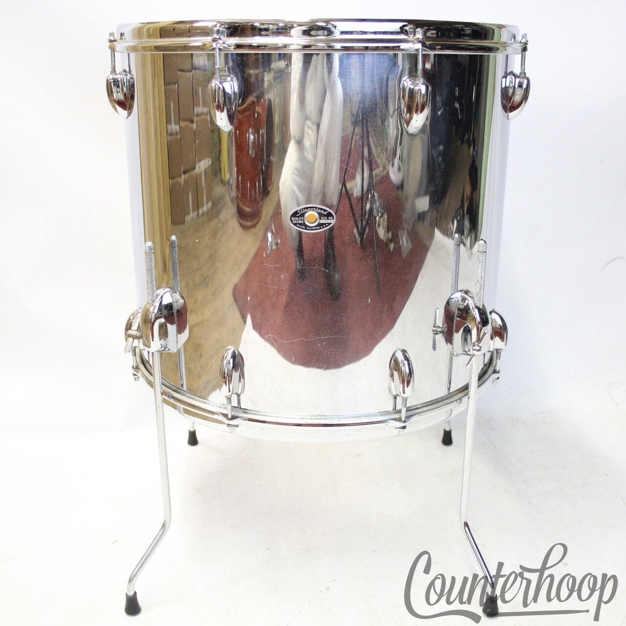 Slingerland 18x16"3Ply Floor Tom Drum Chrome Over Wood COW Vintage70s Sound King — main photograph
