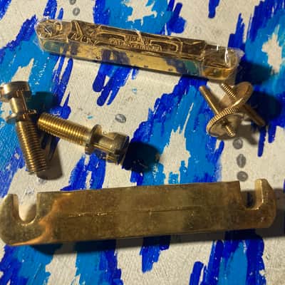 Gibson ABR-1 Patent Number Bridge, Stop Bar and Mounting Posts 1980s - Gold image 3