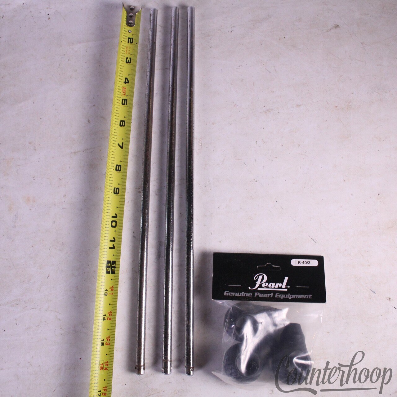 Ludwig 3x Straight Floor Tom Drum Legs 3/8" 9.5mm Vintage 60s+Pearl Suspension* — main photograph