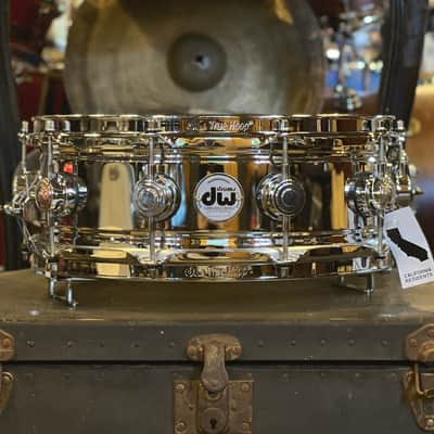 NEW DW 5x14 Collector's Chrome over Brass True Sonic Snare Drum with Chrome Hardware image 1